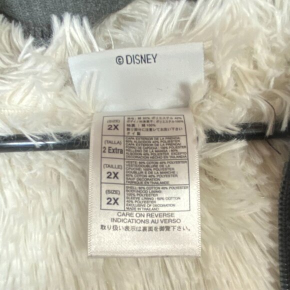 Disneyland Gray Hoodie Jacket W/ White Sherpa Lining Full Zip Womens size XXL - Picture 5 of 11
